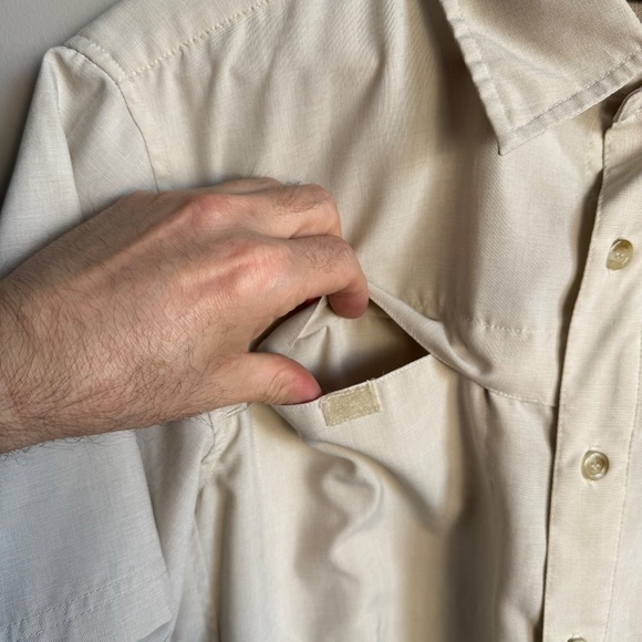 Avia Men's Medium Camp Shirt Outdoor Short Sleeve Button Up Beige Hiking Camping - Picture 5 of 11